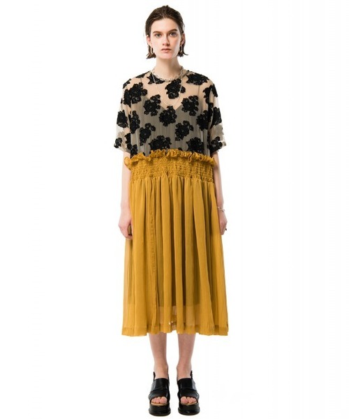 CLANE（クラネ）の「SEETHROUGH FLOWER GATHER ONEPIECE（ワンピース  