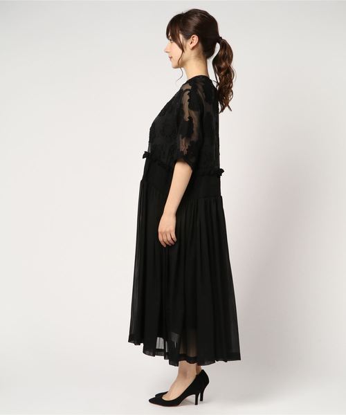 CLANE（クラネ）の「SEETHROUGH FLOWER GATHER ONEPIECE（ワンピース  