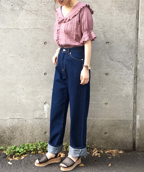 one after another NICE CLAUP（ワンアフターアナザーナイスクラップ）の「【ZOZO限定】 フリルレースブラウス（シャツ/ブラウス・レディース・オフホワイト/ピンク/チェック・FREE）」の9枚目の写真