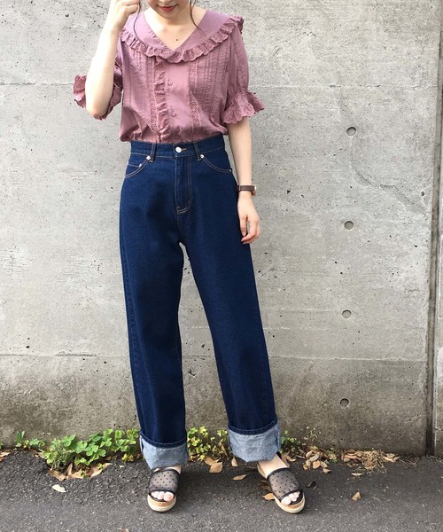 one after another NICE CLAUP（ワンアフターアナザーナイスクラップ）の「【ZOZO限定】 フリルレースブラウス（シャツ/ブラウス・レディース・オフホワイト/ピンク/チェック・FREE）」の10枚目の写真