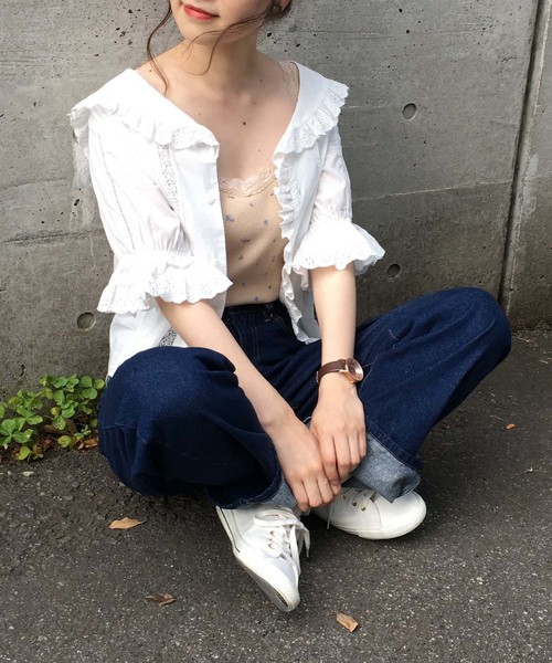 one after another NICE CLAUP（ワンアフターアナザーナイスクラップ）の「【ZOZO限定】 フリルレースブラウス（シャツ/ブラウス・レディース・オフホワイト/ピンク/チェック・FREE）」の15枚目の写真