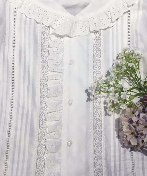 one after another NICE CLAUP（ワンアフターアナザーナイスクラップ）の「【ZOZO限定】 フリルレースブラウス（シャツ/ブラウス・レディース・オフホワイト/ピンク/チェック・FREE）」の18枚目の写真