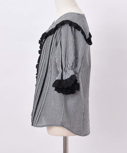 one after another NICE CLAUP（ワンアフターアナザーナイスクラップ）の「【ZOZO限定】 フリルレースブラウス（シャツ/ブラウス・レディース・オフホワイト/ピンク/チェック・FREE）」の22枚目の写真