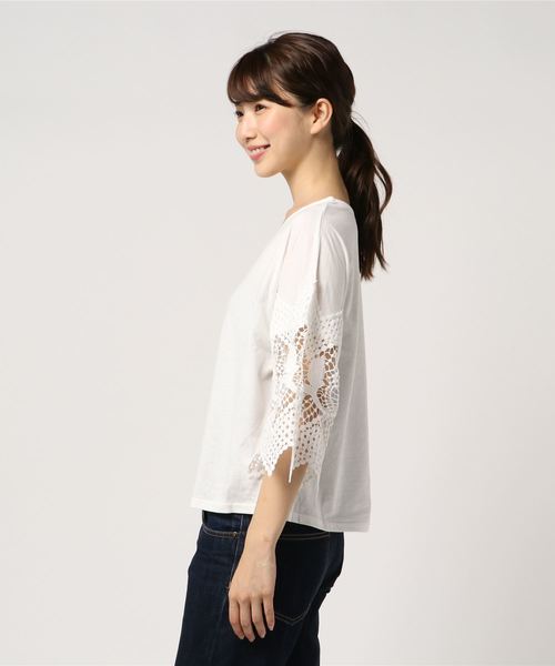 earth music&ecology（アースミュージックアンドエコロジー）の「・レーススリーブプルオーバー（Tシャツ/カットソー・レディース・ブラック/ラベンダー/オフホワイト/ライトイエロー・FREE）」の8枚目の写真