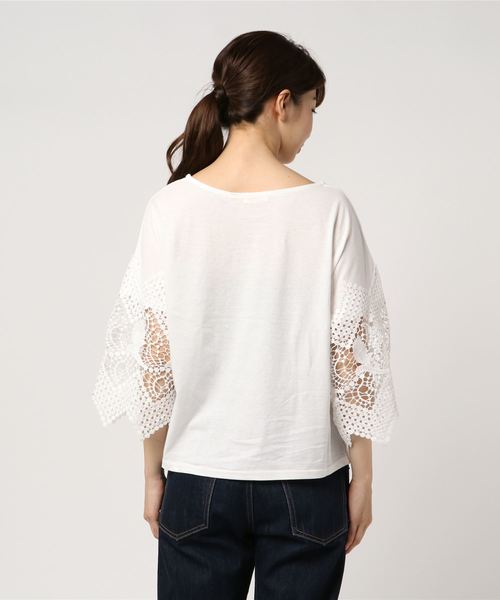 earth music&ecology（アースミュージックアンドエコロジー）の「・レーススリーブプルオーバー（Tシャツ/カットソー・レディース・ブラック/ラベンダー/オフホワイト/ライトイエロー・FREE）」の7枚目の写真