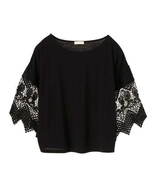 earth music&ecology（アースミュージックアンドエコロジー）の「・レーススリーブプルオーバー（Tシャツ/カットソー・レディース・ブラック/ラベンダー/オフホワイト/ライトイエロー・FREE）」の6枚目の写真