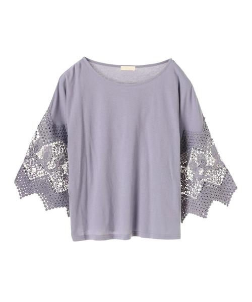 earth music&ecology（アースミュージックアンドエコロジー）の「・レーススリーブプルオーバー（Tシャツ/カットソー・レディース・ブラック/ラベンダー/オフホワイト/ライトイエロー・FREE）」の15枚目の写真