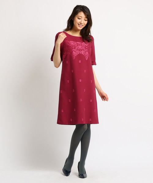 Sunauna（スーナウーナ）の「【洗える】サック刺しゅうワンピース（ワンピース・レディース・ワインレッド/ネイビー・36/38/40）」の11枚目の写真