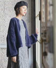 PUAL CE CIN | フェザーヤーンクルーネックカーディガン(カーディガン/ボレロ)