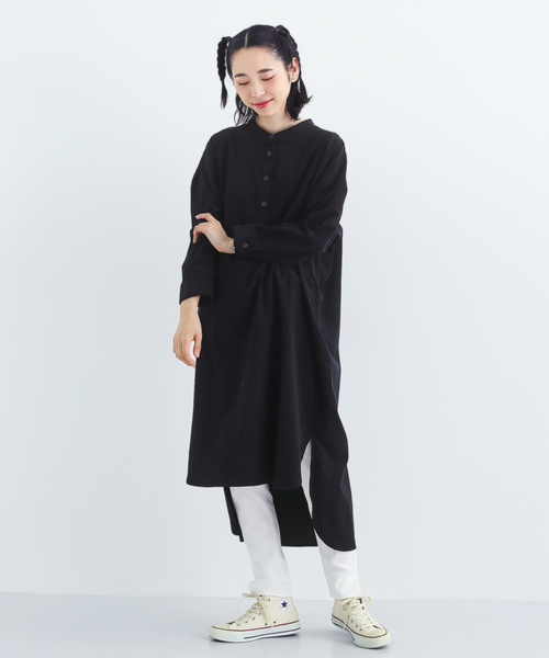MERLOT（メルロー）の「ノーカラーテールカットシャツワンピース2367