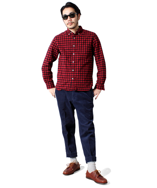 BEAMS PLUS（ビームスプラス）の「□BEAMS PLUS / シャギーバッファローチェック ボタンダウンシャツ（シャツ/ブラウス・メンズ・ホワイト/レッド・X-SMALL/SMALL/MEDIUM/LARGE/X-LARGE/XX-LARGE）」の10枚目の写真