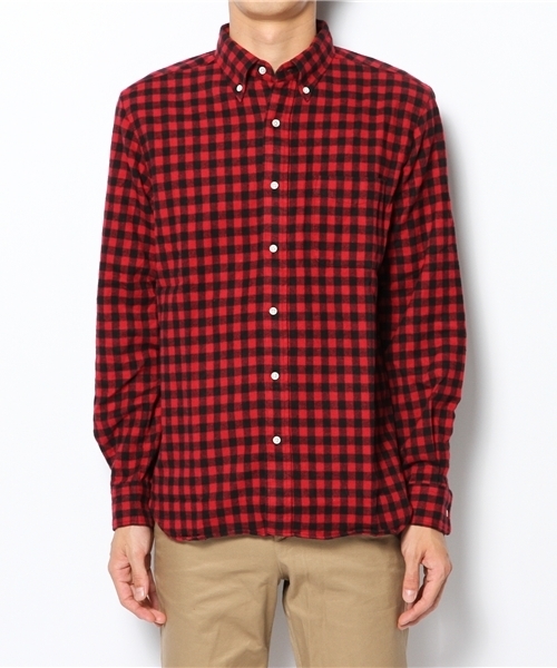 BEAMS PLUS（ビームスプラス）の「□BEAMS PLUS / シャギーバッファローチェック ボタンダウンシャツ（シャツ/ブラウス・メンズ・ホワイト/レッド・X-SMALL/SMALL/MEDIUM/LARGE/X-LARGE/XX-LARGE）」の12枚目の写真