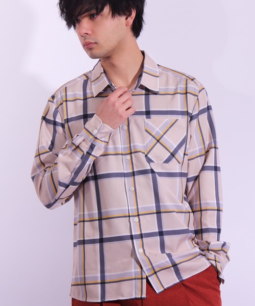 8(eight)(エイト)の「チェックシャツ 長袖シャツ(シャツ/ブラウス・メンズ・ブラック/キャメル/グレー/ベージュ/ネイビー・MEDIUM/LARGE/X-LARGE)」の3枚目の写真