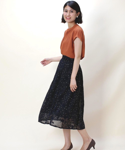 ASTORIA ODIER(アストリアオディール)の「フロッキードットギャザースカート(スカート・レディース・ネイビー/グリーン/キャメル・MEDIUM)」の10枚目の写真