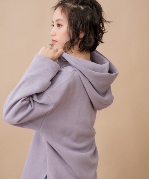 Munich（ミューニック）の「ダブルフェイスリブカットソープルオーバーパーカー（パーカー・レディース・ライトグリーン/ラベンダー/ライトベージュ・FREE）」の5枚目の写真