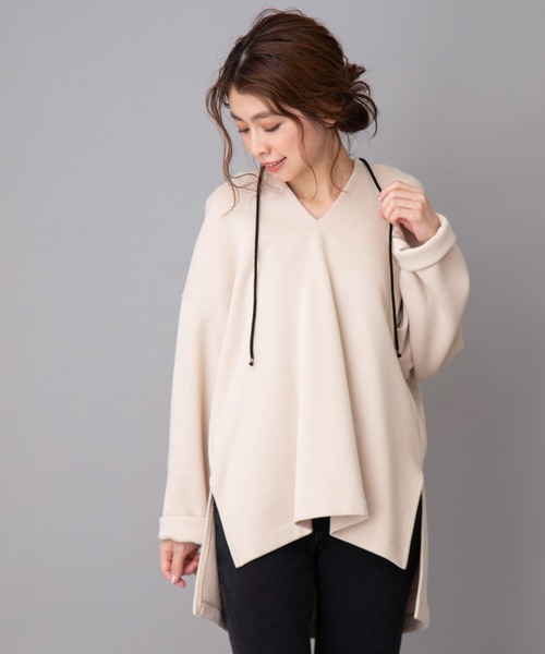 Munich（ミューニック）の「ダブルフェイスリブカットソープルオーバーパーカー（パーカー・レディース・ライトグリーン/ラベンダー/ライトベージュ・FREE）」の6枚目の写真