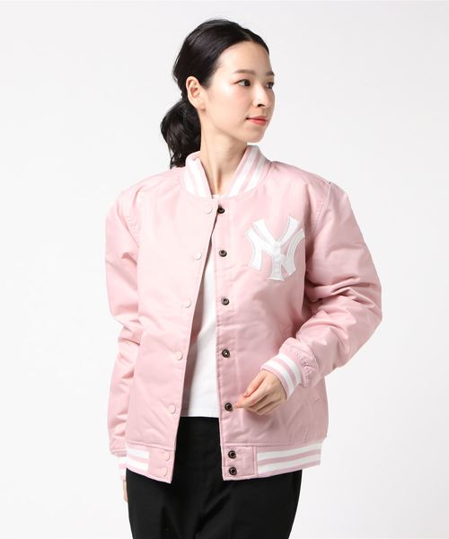 MAJESTIC(マジェスティック)の「ニューヨークヤンキース ロゴサテンジャケット(スタジャン)」|ピンク