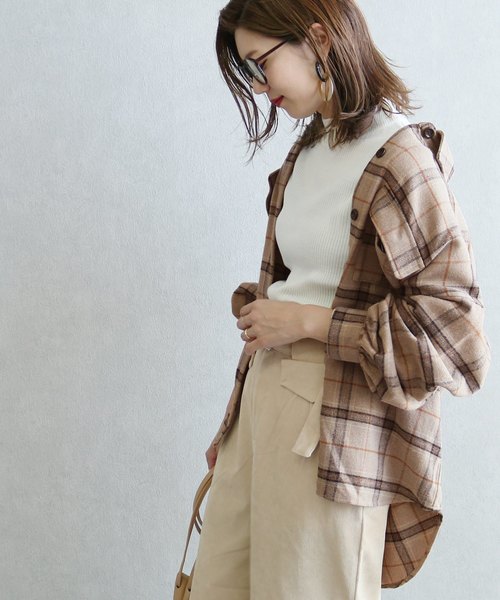 reca（レカ）の「シャギーチェックCPOシャツ（シャツ/ブラウス・レディース・ベージュ/アイボリー/モカ・M）」の13枚目の写真