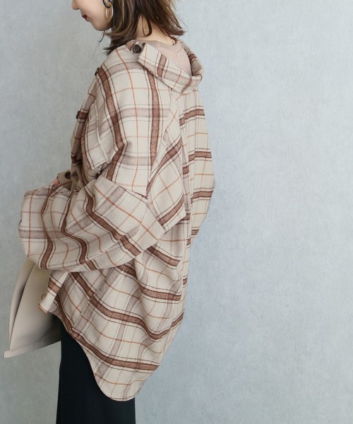 reca（レカ）の「シャギーチェックCPOシャツ（シャツ/ブラウス・レディース・ベージュ/アイボリー/モカ・M）」の11枚目の写真