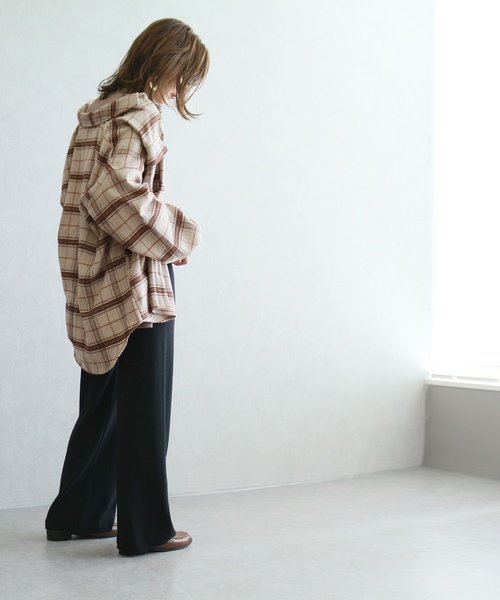 reca（レカ）の「シャギーチェックCPOシャツ（シャツ/ブラウス・レディース・ベージュ/アイボリー/モカ・M）」の7枚目の写真