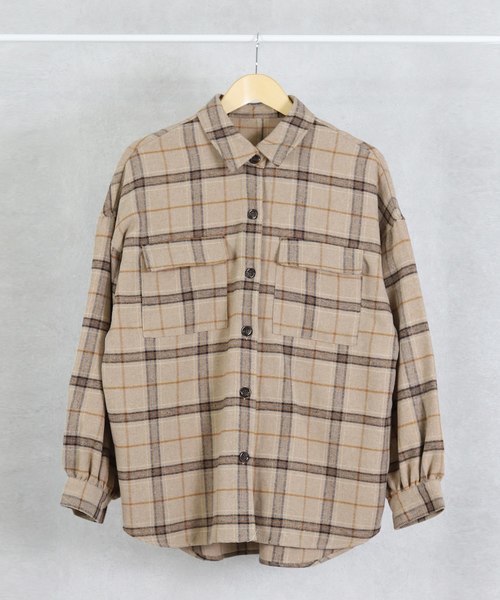 reca（レカ）の「シャギーチェックCPOシャツ（シャツ/ブラウス・レディース・ベージュ/アイボリー/モカ・M）」の20枚目の写真