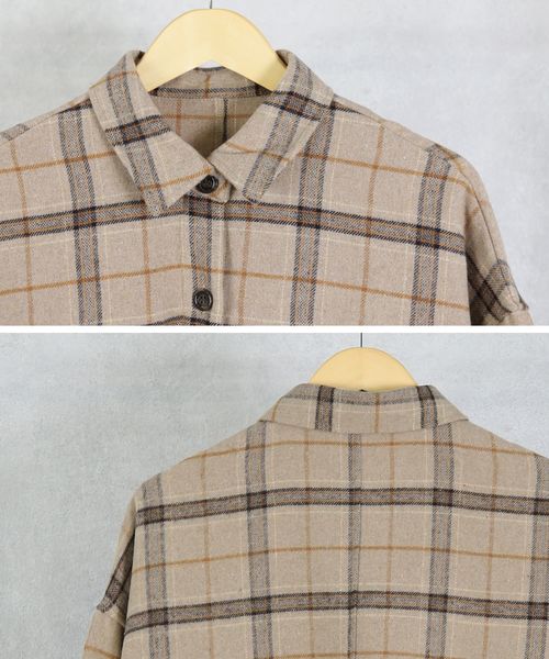 reca（レカ）の「シャギーチェックCPOシャツ（シャツ/ブラウス・レディース・ベージュ/アイボリー/モカ・M）」の12枚目の写真