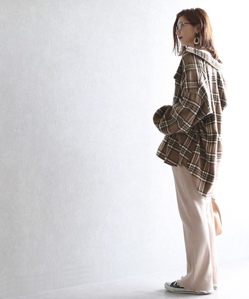 reca（レカ）の「シャギーチェックCPOシャツ（シャツ/ブラウス・レディース・ベージュ/アイボリー/モカ・M）」の21枚目の写真