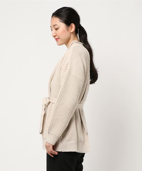 notch.(ノッチ)の「切り替えニットチュニック(ニット/セーター・レディース・ブラック/オフホワイト/モカ/ライトパープル・M)」の6枚目の写真