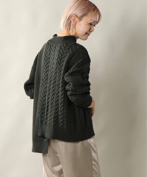 notch.(ノッチ)の「切り替えニットチュニック(ニット/セーター・レディース・ブラック/オフホワイト/モカ/ライトパープル・M)」の2枚目の写真