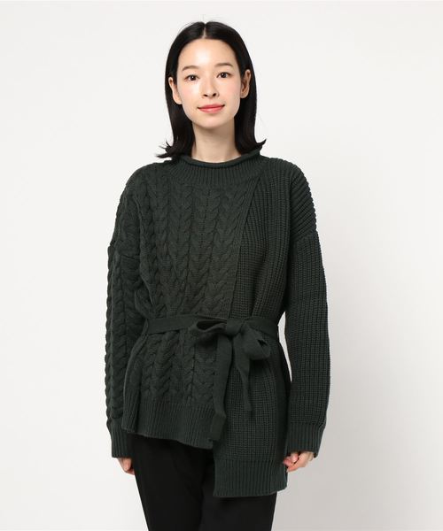 notch.(ノッチ)の「切り替えニットチュニック(ニット/セーター・レディース・ブラック/オフホワイト/モカ/ライトパープル・M)」の7枚目の写真