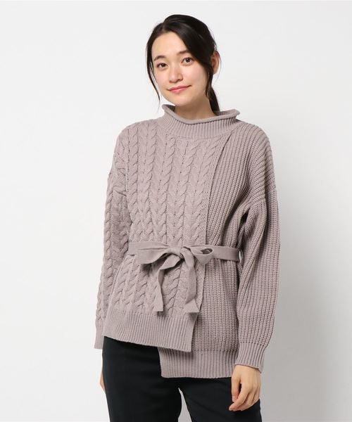 notch.(ノッチ)の「切り替えニットチュニック(ニット/セーター・レディース・ブラック/オフホワイト/モカ/ライトパープル・M)」の8枚目の写真