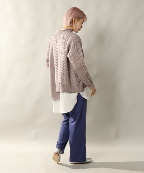 notch.(ノッチ)の「切り替えニットチュニック(ニット/セーター・レディース・ブラック/オフホワイト/モカ/ライトパープル・M)」の11枚目の写真