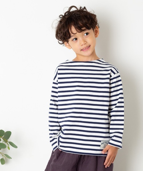 MAKE YOUR DAY（メイクユアデイ）の「【リンクコーデ】ボーダーTシャツ■80～140cm（Tシャツ/カットソー・キッズ・ネイビー/ピンク/サックスブルー・110/120/80/130/140/90/100）」の2枚目の写真