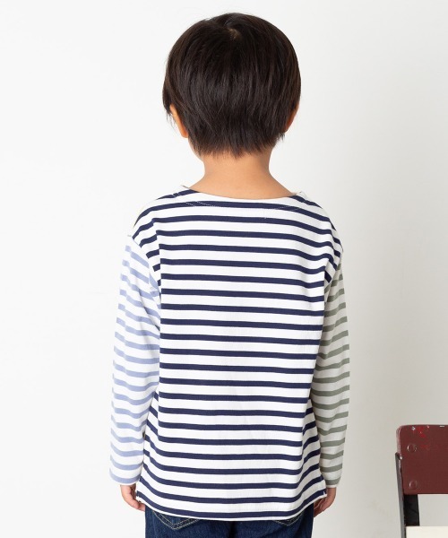 MAKE YOUR DAY（メイクユアデイ）の「【リンクコーデ】ボーダーTシャツ■80～140cm（Tシャツ/カットソー・キッズ・ネイビー/ピンク/サックスブルー・110/120/80/130/140/90/100）」の9枚目の写真