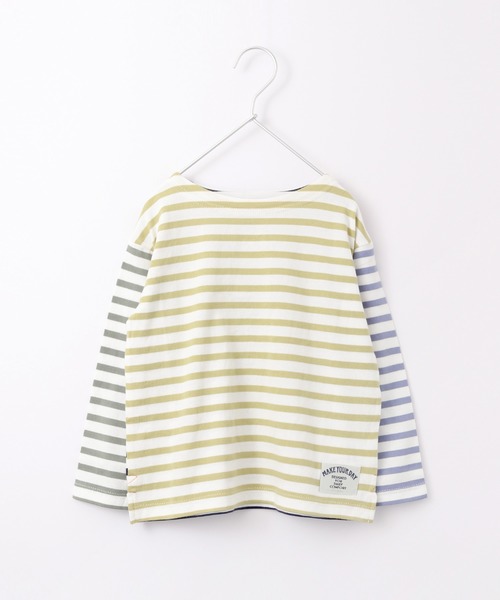 MAKE YOUR DAY（メイクユアデイ）の「【リンクコーデ】ボーダーTシャツ■80～140cm（Tシャツ/カットソー・キッズ・ネイビー/ピンク/サックスブルー・110/120/80/130/140/90/100）」の11枚目の写真