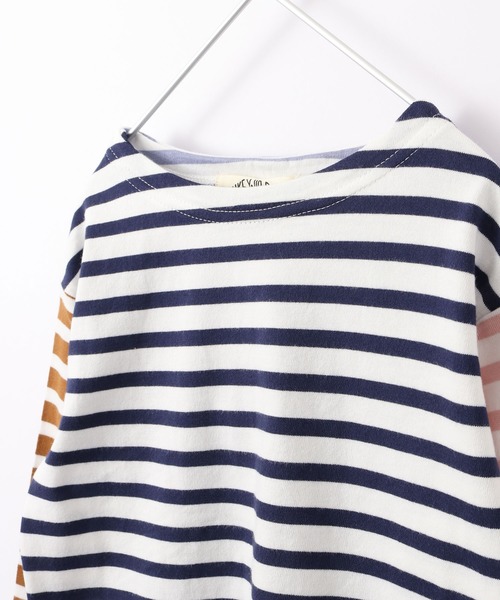 MAKE YOUR DAY（メイクユアデイ）の「【リンクコーデ】ボーダーTシャツ■80～140cm（Tシャツ/カットソー・キッズ・ネイビー/ピンク/サックスブルー・110/120/80/130/140/90/100）」の15枚目の写真