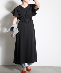 袖フレアワンピース