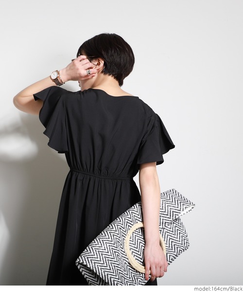 coca（coca）（コカ）の「袖フレアワンピース（ワンピース・レディース・ブラック/ベージュ/グリーン/パープル・ONE SIZE）」の6枚目の写真