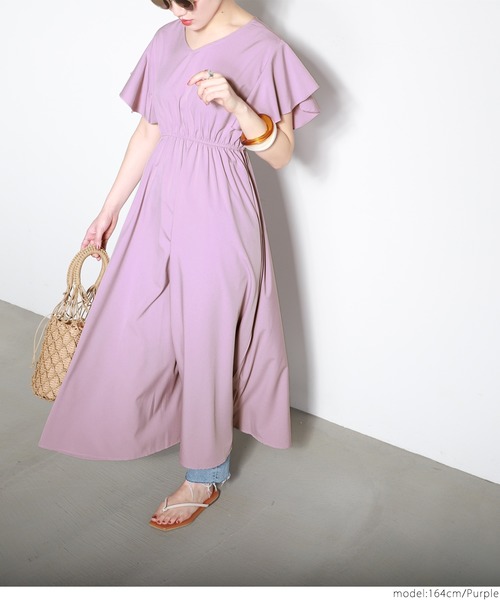 coca（coca）（コカ）の「袖フレアワンピース（ワンピース・レディース・ブラック/ベージュ/グリーン/パープル・ONE SIZE）」の16枚目の写真