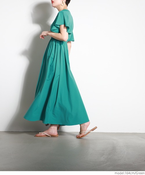 coca（coca）（コカ）の「袖フレアワンピース（ワンピース・レディース・ブラック/ベージュ/グリーン/パープル・ONE SIZE）」の5枚目の写真