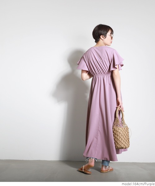 coca（coca）（コカ）の「袖フレアワンピース（ワンピース・レディース・ブラック/ベージュ/グリーン/パープル・ONE SIZE）」の9枚目の写真