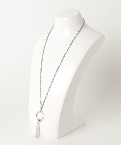 WEGO(ウィゴー)の「WEGO/ステンレスワイドリングスティックネックレス(ネックレス・メンズ・シルバー・FREE)」の4枚目の写真