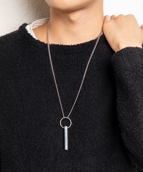 WEGO(ウィゴー)の「WEGO/ステンレスワイドリングスティックネックレス(ネックレス・メンズ・シルバー・FREE)」の1枚目の写真