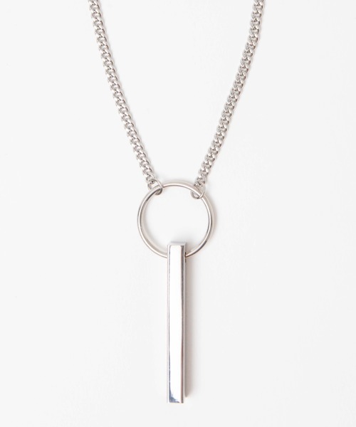 WEGO(ウィゴー)の「WEGO/ステンレスワイドリングスティックネックレス(ネックレス・メンズ・シルバー・FREE)」の2枚目の写真