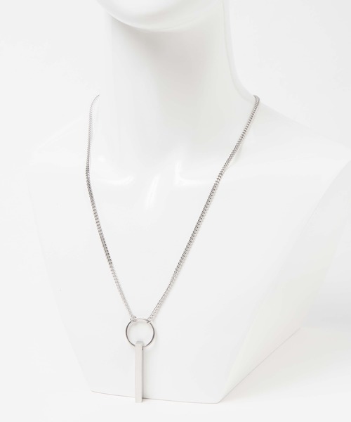 WEGO(ウィゴー)の「WEGO/ステンレスワイドリングスティックネックレス(ネックレス・メンズ・シルバー・FREE)」の7枚目の写真