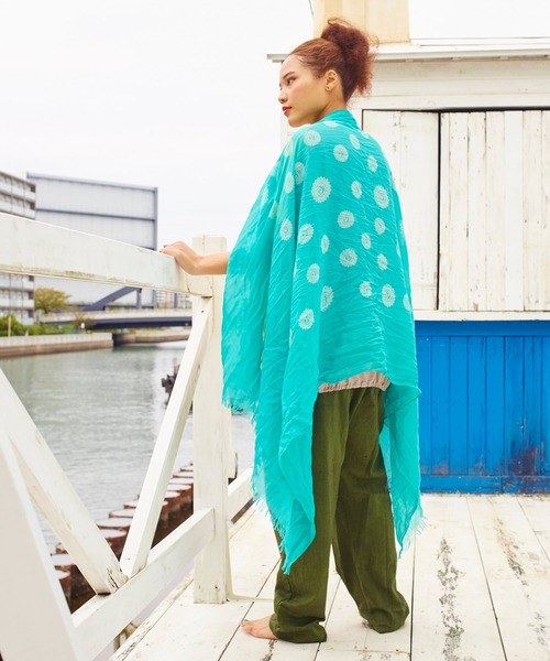 チャイハネ（チャイハネ）の「【チャイハネ】オームプリントガーゼストール（ストール/ショール・レディース・ホワイト/ブラック/ターコイズブルー/グリーン/パープル・FREE）」の10枚目の写真