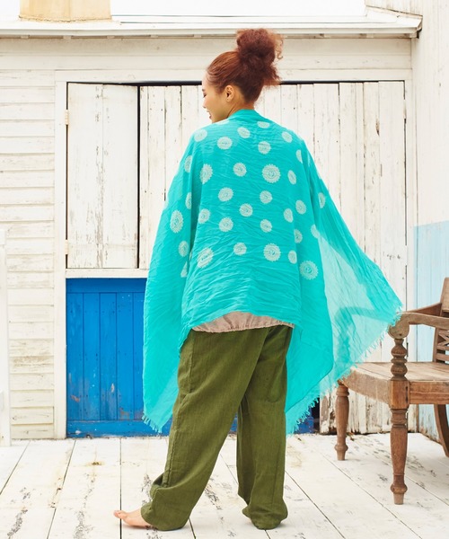 チャイハネ（チャイハネ）の「【チャイハネ】オームプリントガーゼストール（ストール/ショール・レディース・ホワイト/ブラック/ターコイズブルー/グリーン/パープル・FREE）」の11枚目の写真