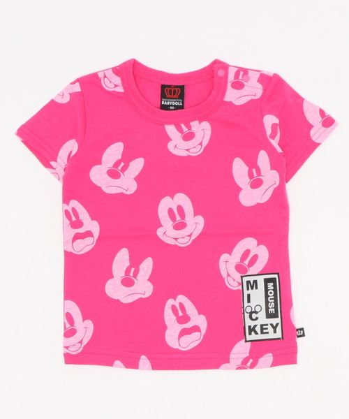 3759k Tシャツ カットソー トップス フェイス総柄tシャツ Babydoll ベビードール のファッション ディズニー