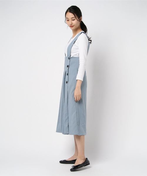 WEGO(ウィゴー)の「WEGO/2wayプリーツジャンスカ(ジャンパースカート・レディース・サックスブルー/ベージュ・FREE)」の3枚目の写真