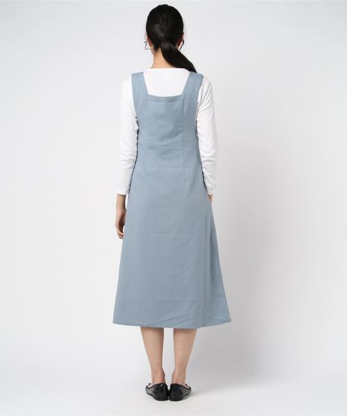 WEGO(ウィゴー)の「WEGO/2wayプリーツジャンスカ(ジャンパースカート・レディース・サックスブルー/ベージュ・FREE)」の4枚目の写真